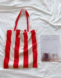 Elena Handbags Striped Cotton Canvas Shoulder Bag