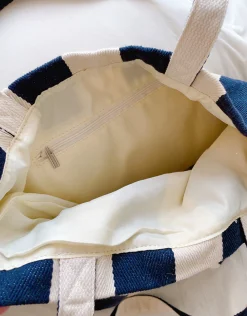 Elena Handbags Striped Cotton Canvas Shoulder Bag