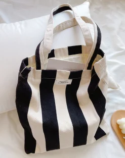 Elena Handbags Striped Cotton Canvas Shoulder Bag
