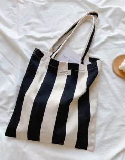 Elena Handbags Striped Cotton Canvas Shoulder Bag