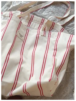 Elena Handbags Striped Cotton Canvas Shoulder Bag