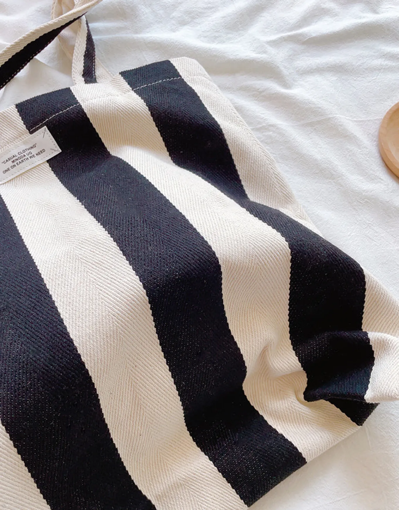 Elena Handbags Striped Cotton Canvas Shoulder Bag