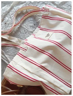 Elena Handbags Striped Cotton Canvas Shoulder Bag