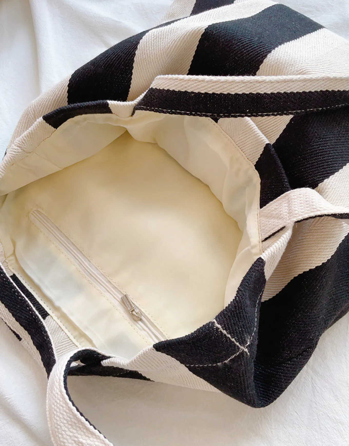 Elena Handbags Striped Cotton Canvas Shoulder Bag