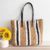 Elena Handbags Striped Large Straw Woven Tote