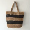 Elena Handbags Striped Straw Woven Tote Bag