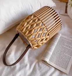 Elena Handbags Summer Bamboo Bucket Shoulder Purse