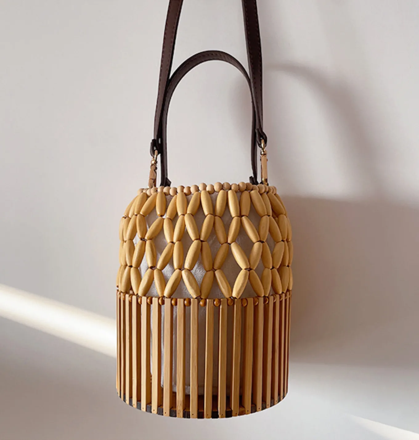 Elena Handbags Summer Bamboo Bucket Shoulder Purse