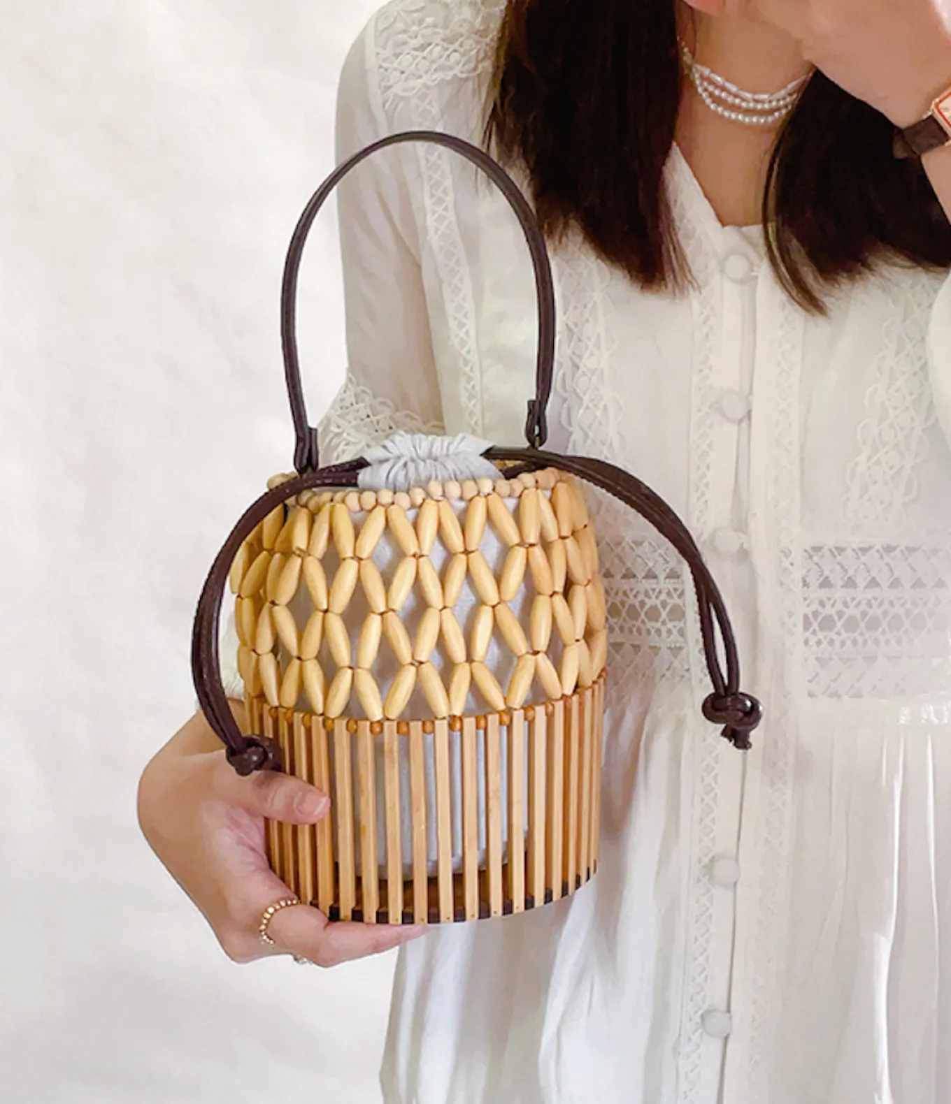 Elena Handbags Summer Bamboo Bucket Shoulder Purse