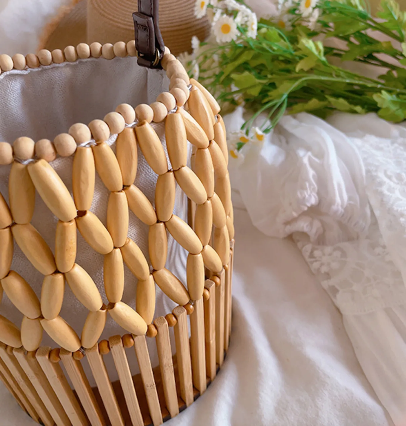 Elena Handbags Summer Bamboo Bucket Shoulder Purse
