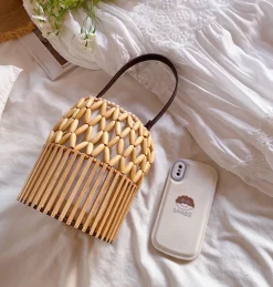 Elena Handbags Summer Bamboo Bucket Shoulder Purse