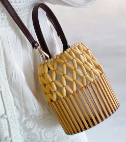 Elena Handbags Summer Bamboo Bucket Shoulder Purse