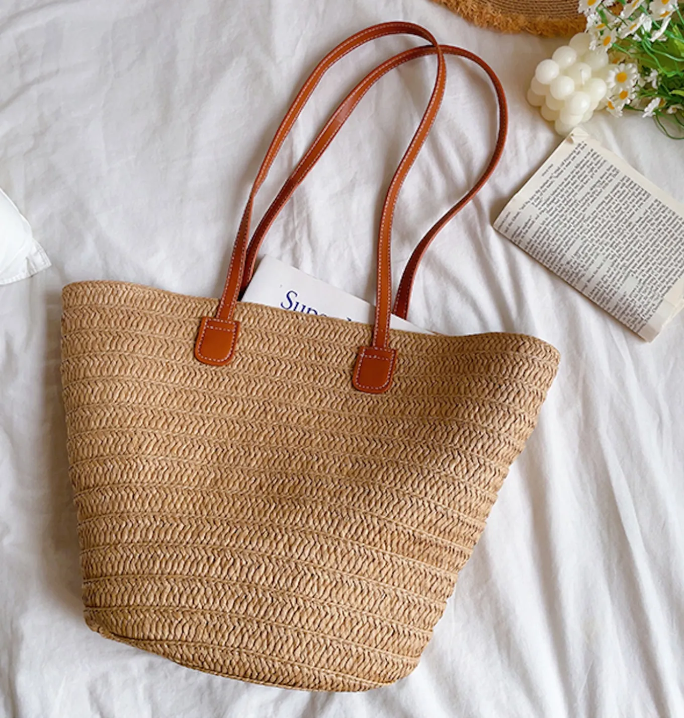 Elena Handbags Summer Basket Tote Bag