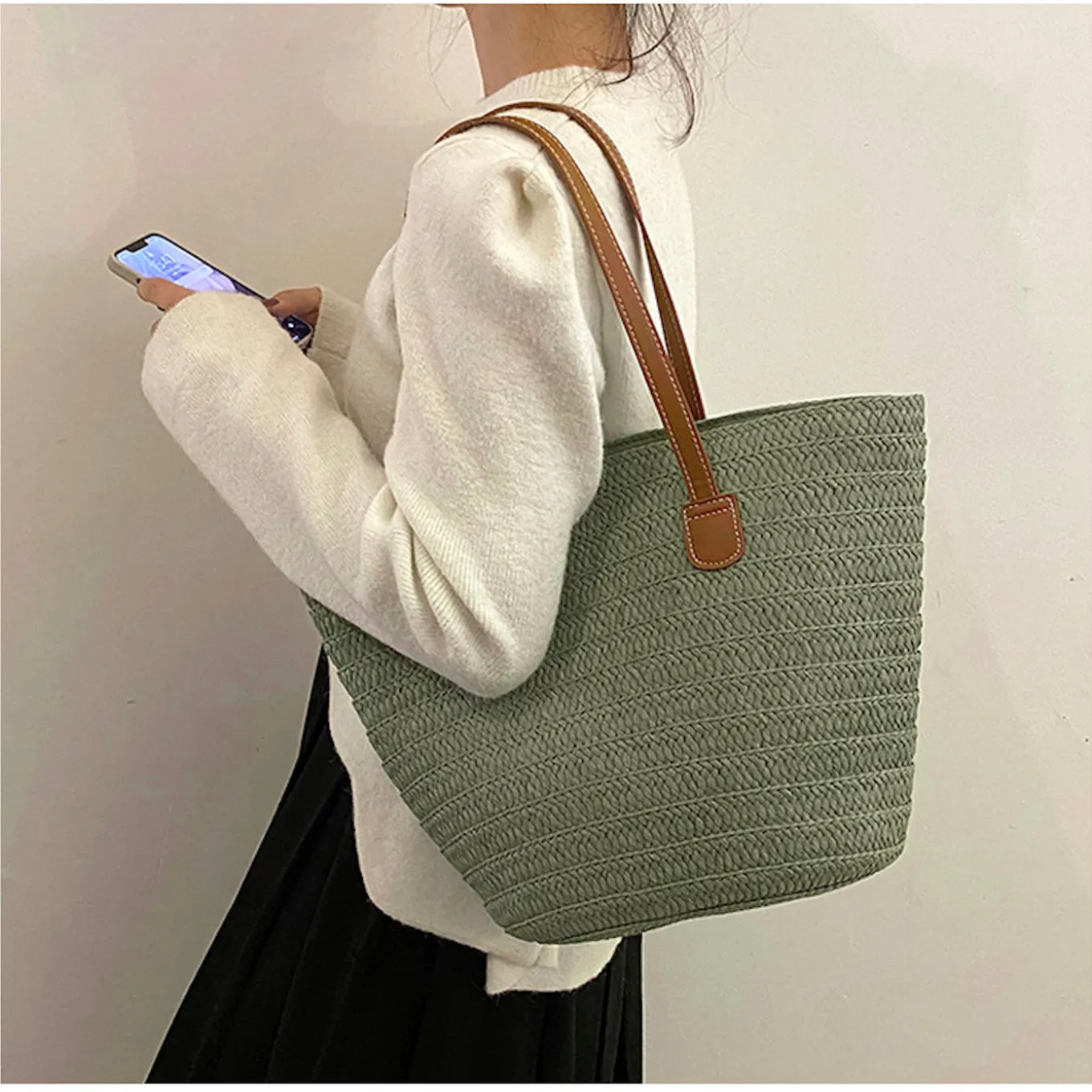 Elena Handbags Summer Basket Tote Bag