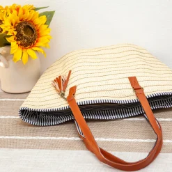 Elena Handbags Summer Basket Tote with Tassle