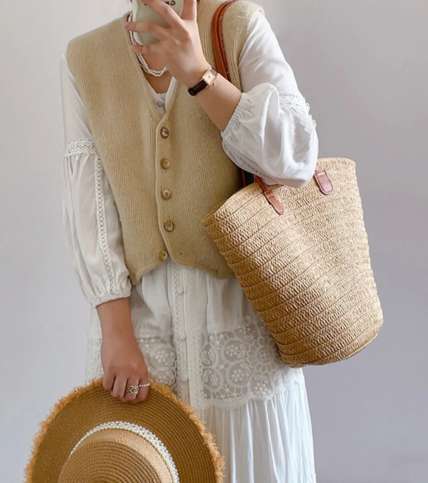 Elena Handbags Summer Basket Tote Bag