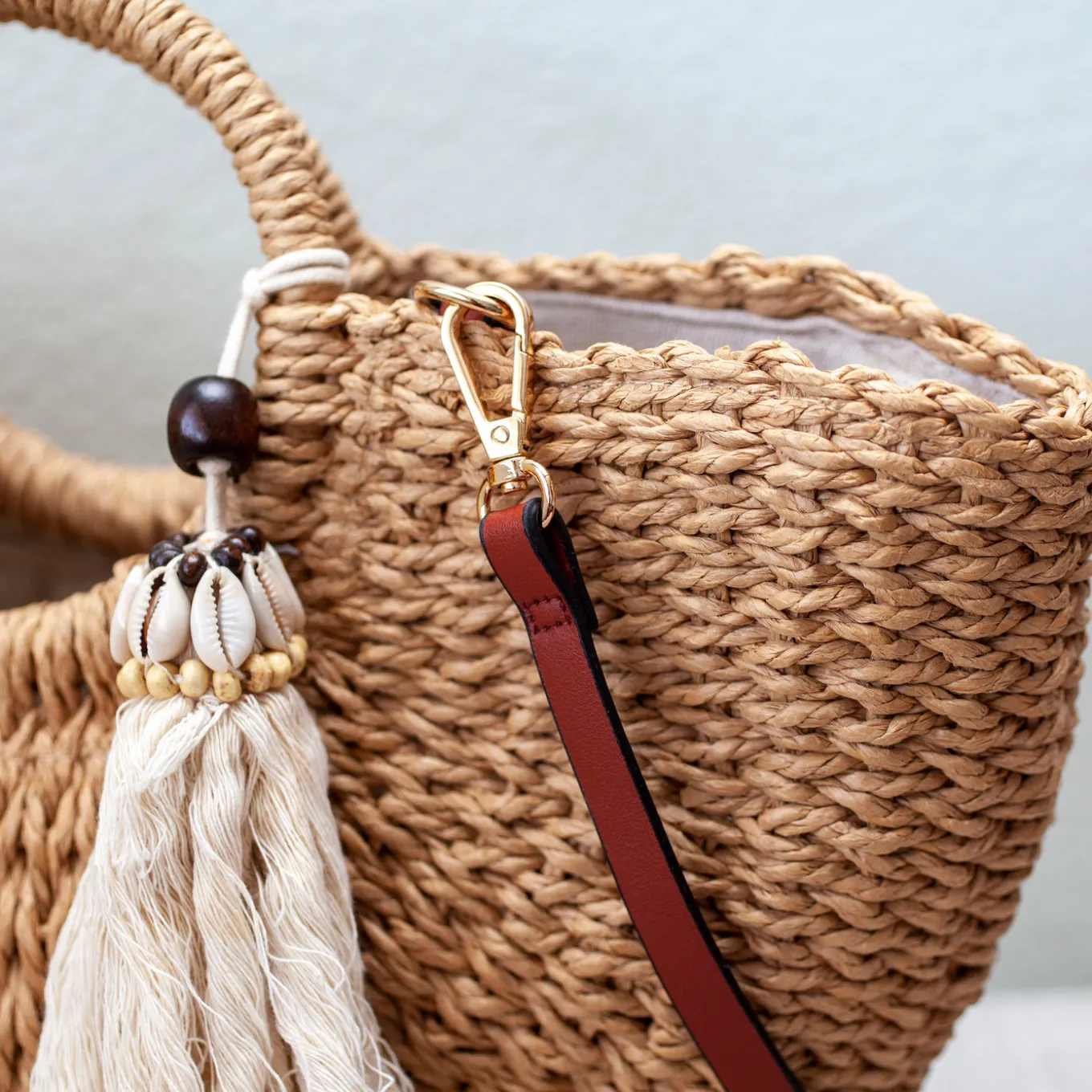 Elena Handbags Summer Beach Straw Basket with Tassle