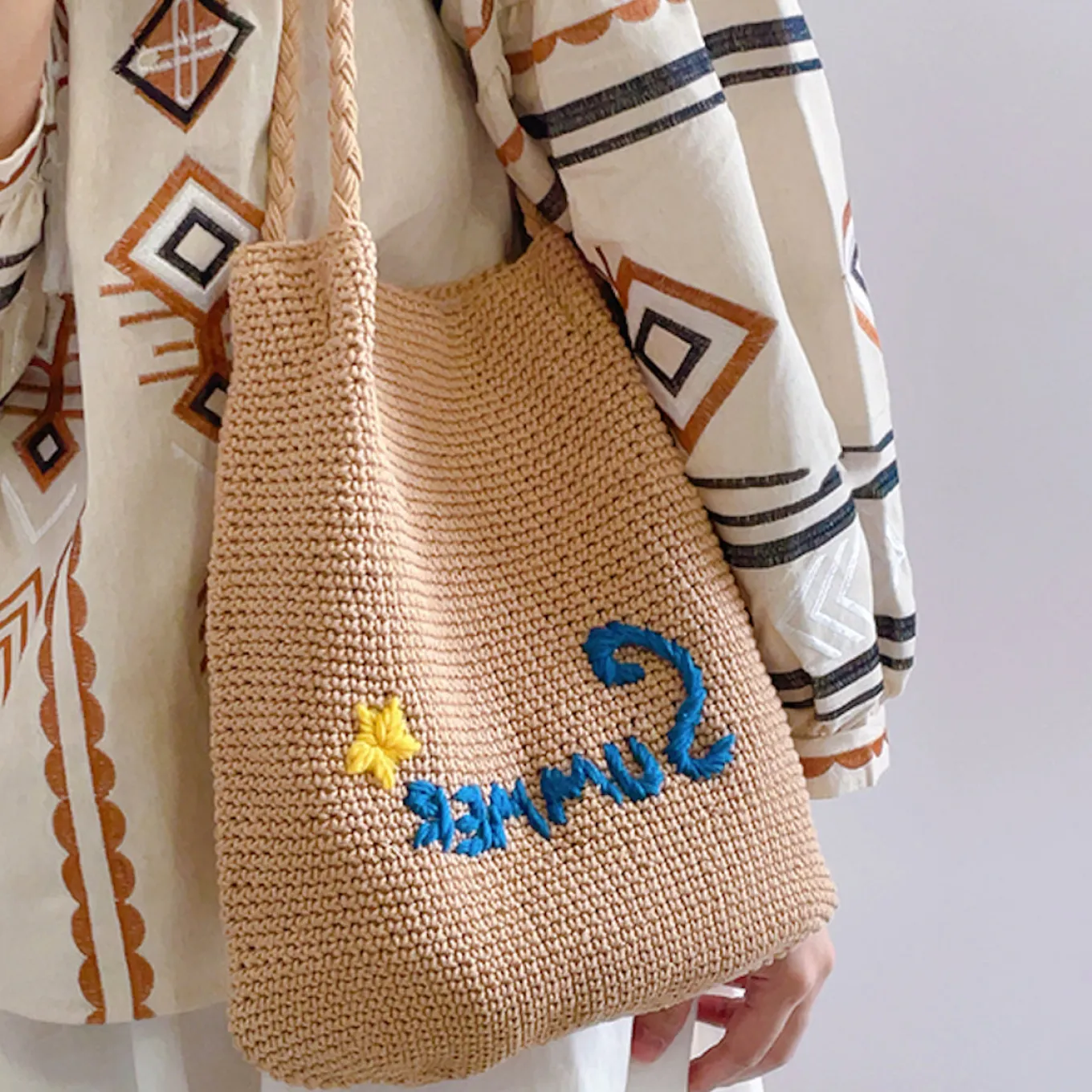 Elena Handbags Summer Cotton Knitted Bag
