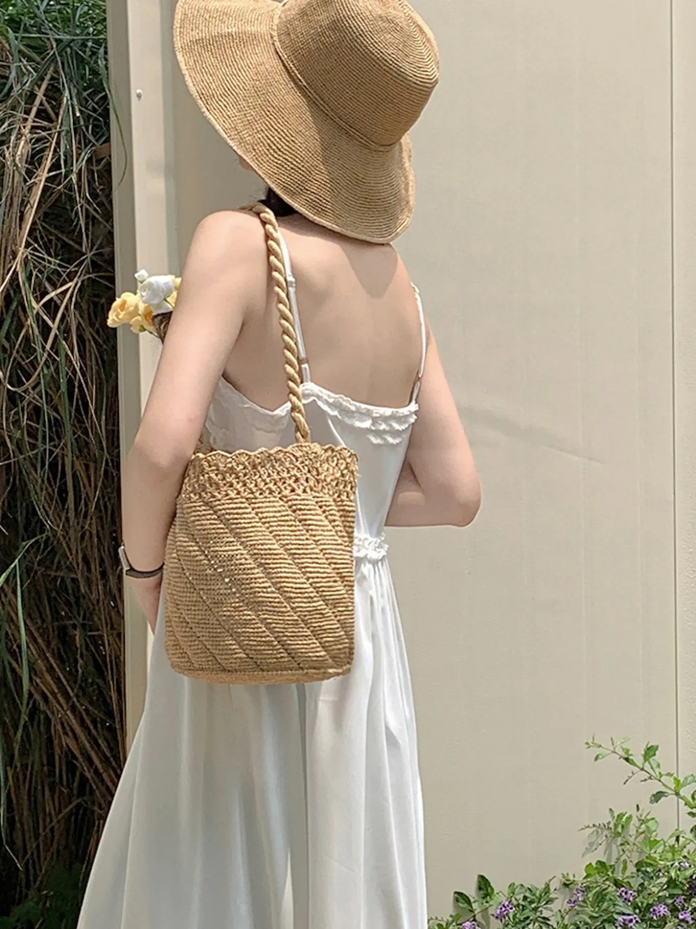 Elena Handbags Summer Fashion Raffia Basket Bag