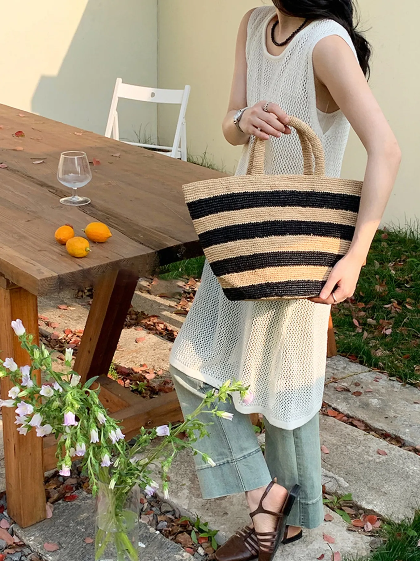 Elena Handbags Summer Fashion Raffia Basket Bag