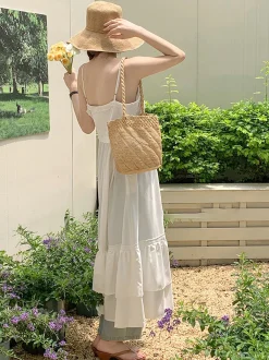 Elena Handbags Summer Fashion Raffia Basket Bag