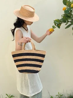 Elena Handbags Summer Fashion Raffia Basket Bag