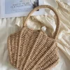 Elena Handbags Summer Straw Shell Shape Shoulder Purse