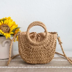 Elena Handbags Summer Straw Basket Bag