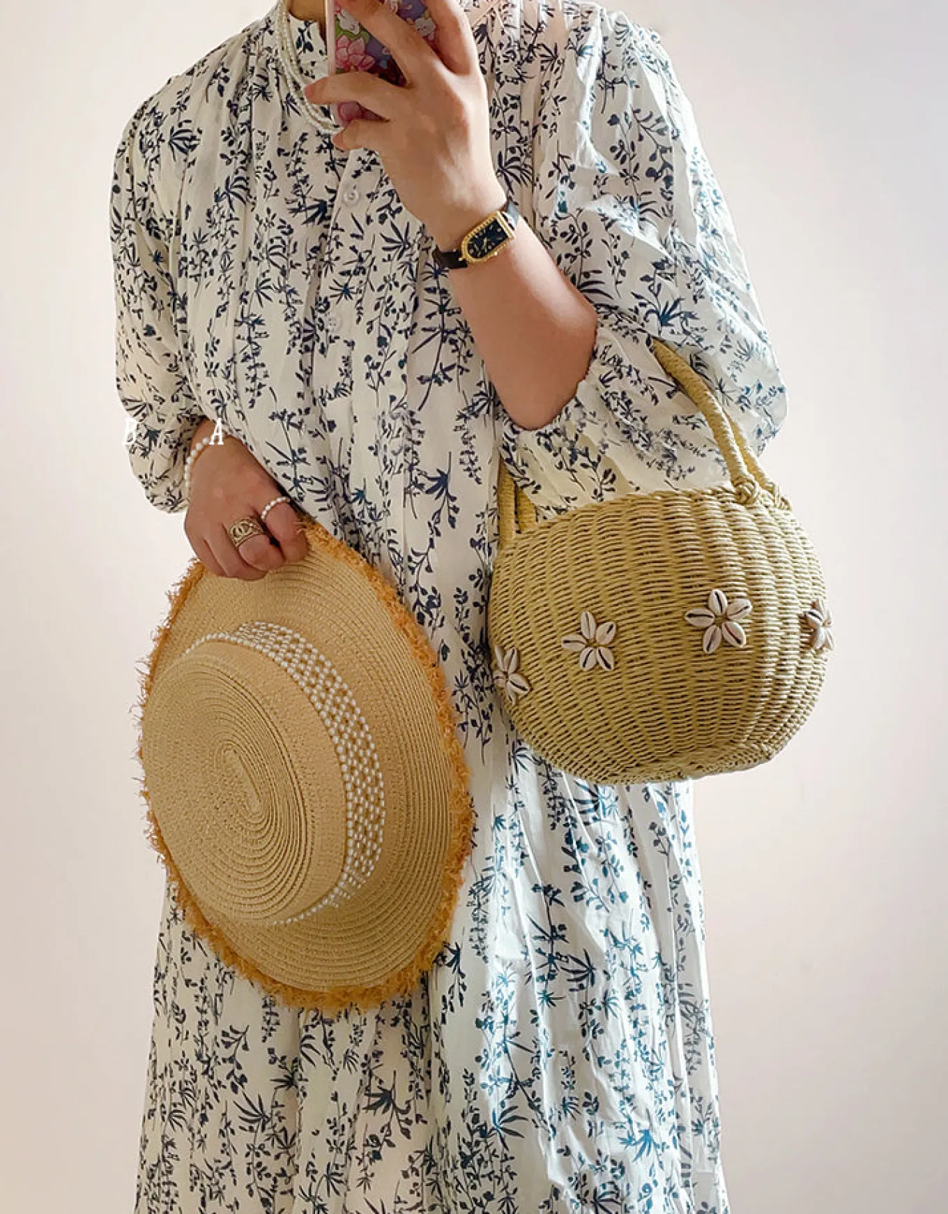 Elena Handbags Summer Straw Basket Bag