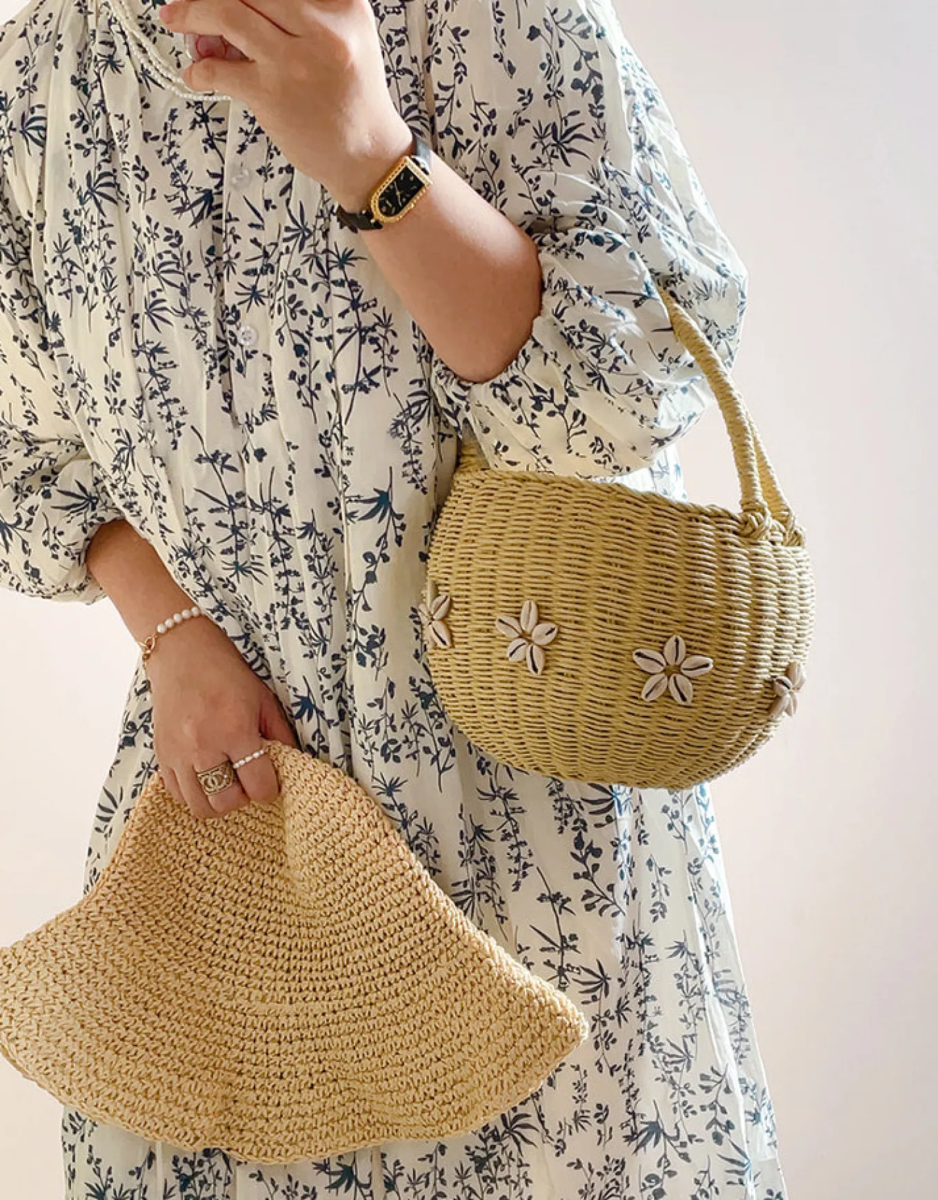 Elena Handbags Summer Straw Basket Bag