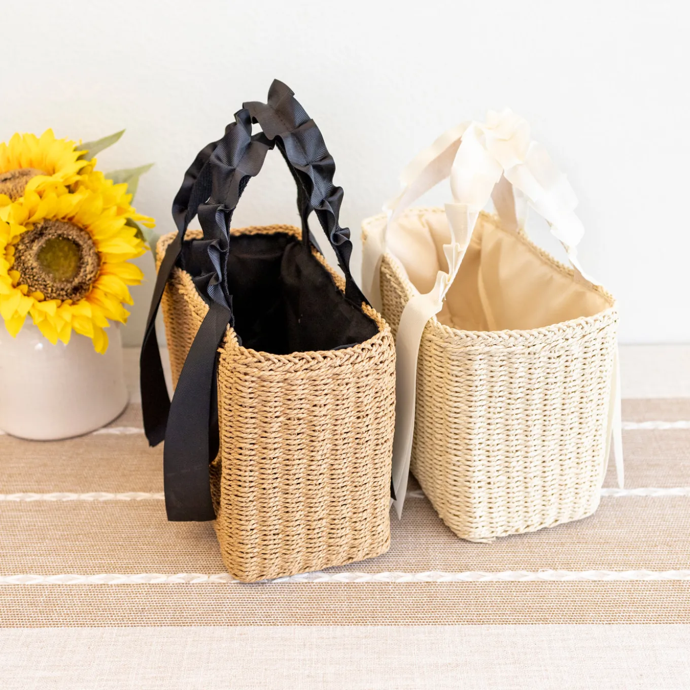 Elena Handbags Summer Straw Beach Basket Handbag