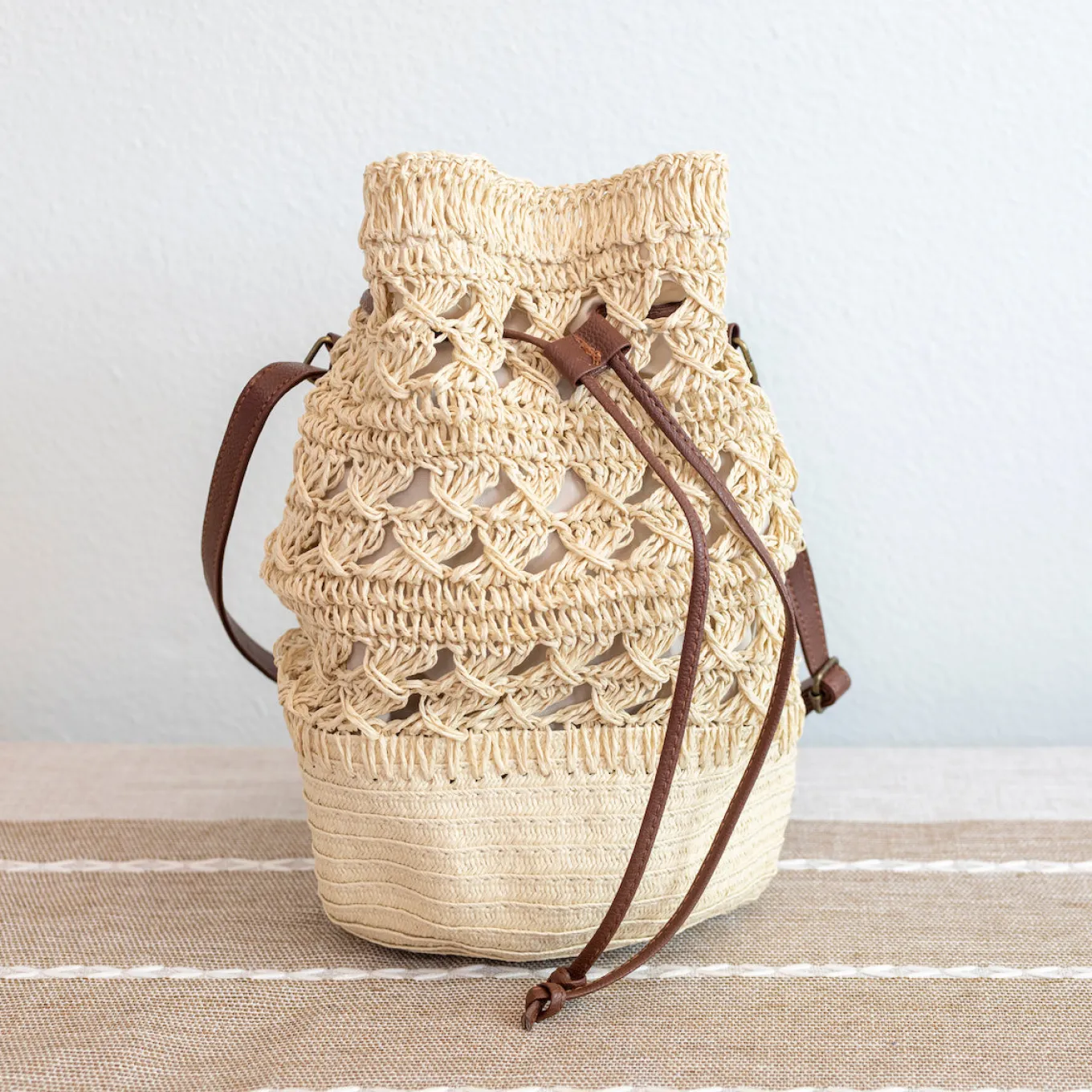 Elena Handbags Summer Straw Bucket Bag Fashion Shoulder Bag