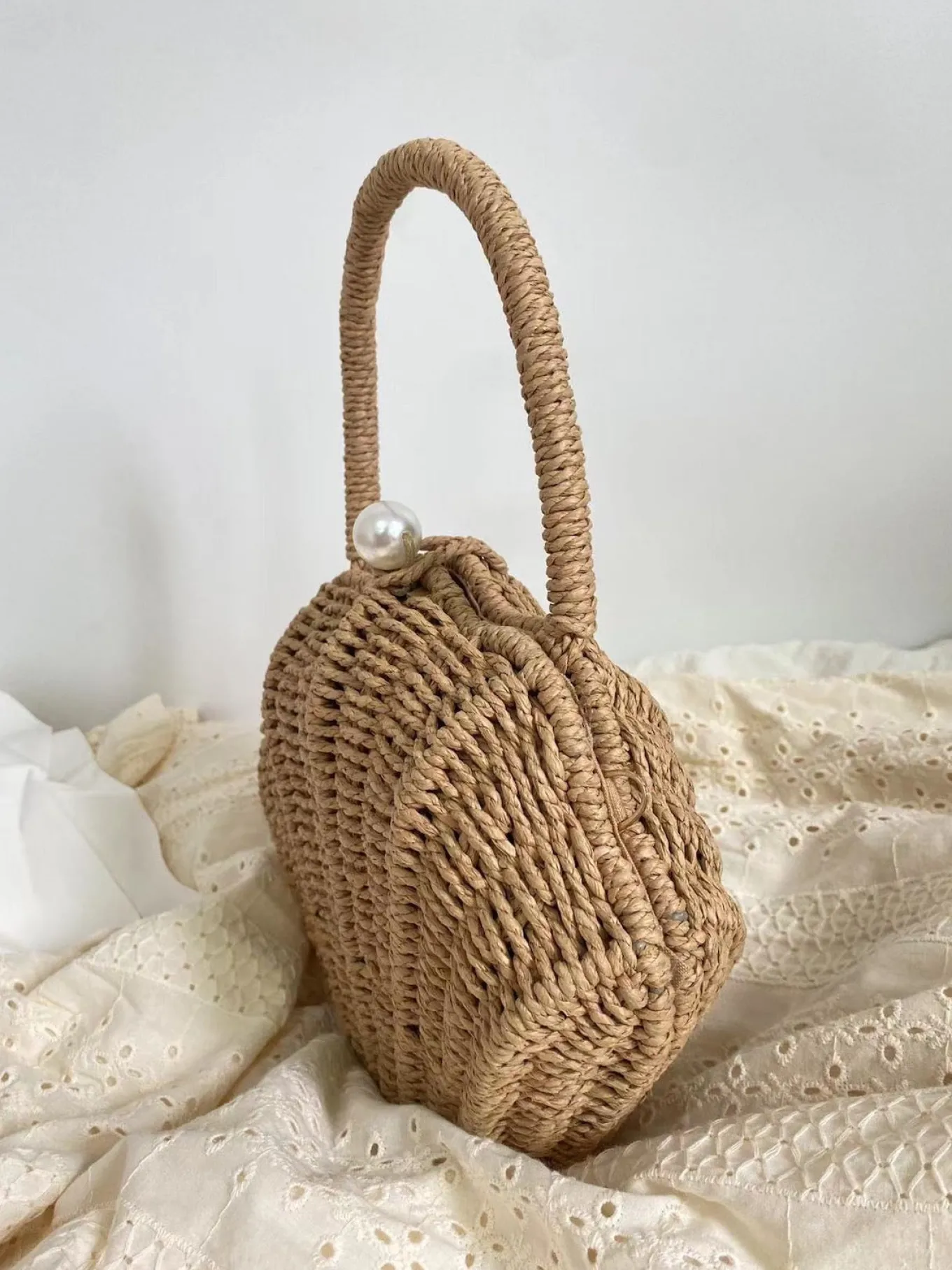 Elena Handbags Summer Straw Shell Shape Shoulder Purse