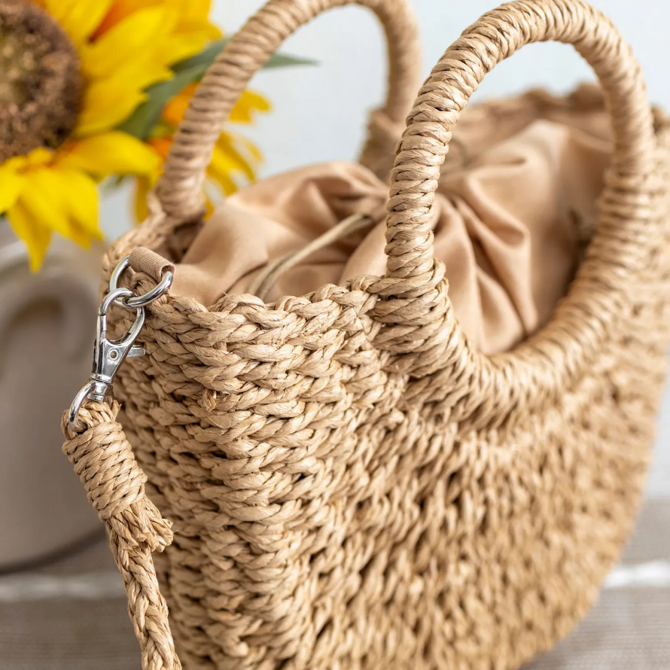 Elena Handbags Summer Straw Basket Bag