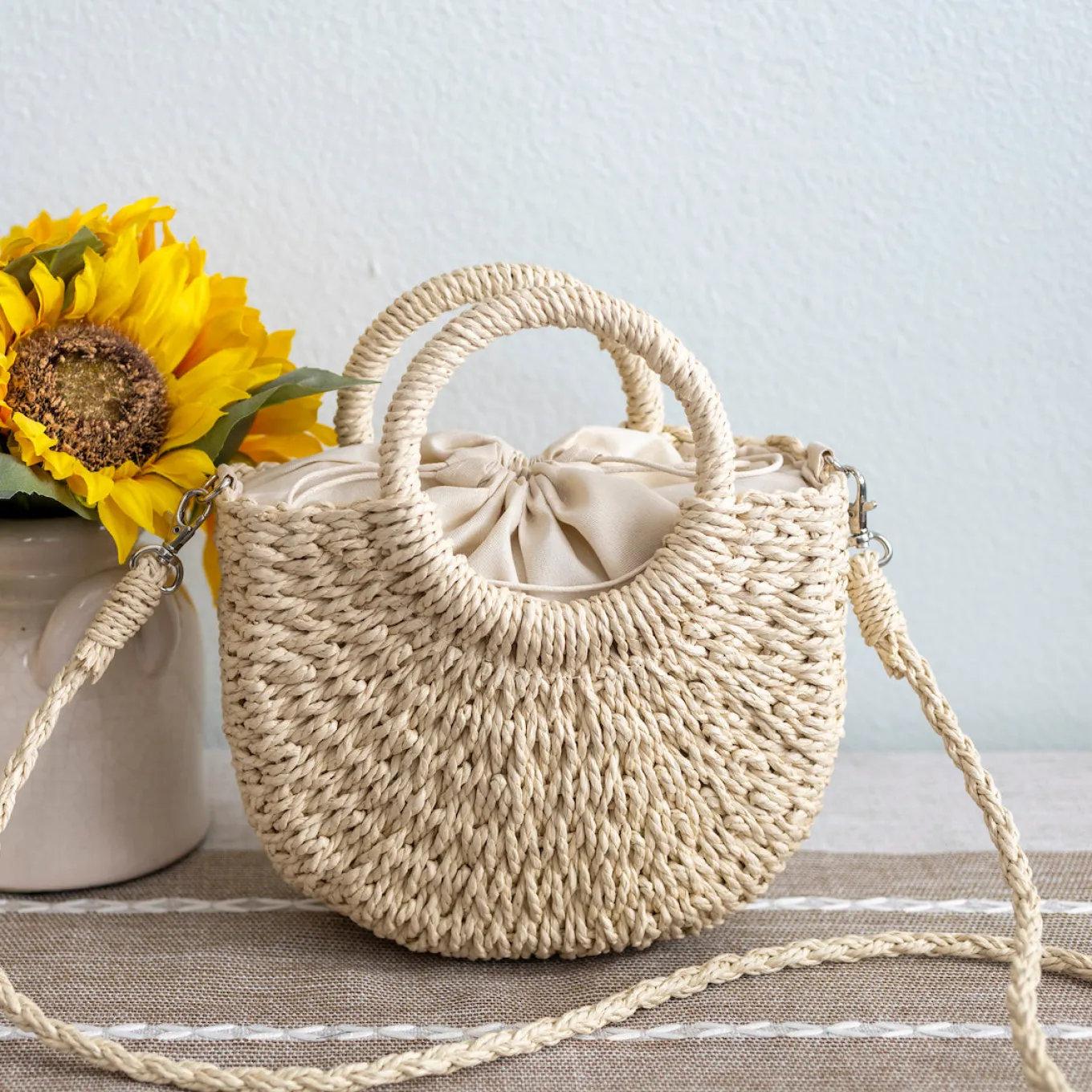Elena Handbags Summer Straw Basket Bag