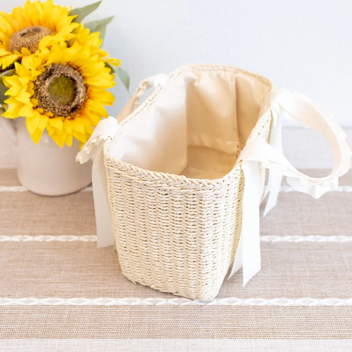 Elena Handbags Summer Straw Beach Basket Handbag