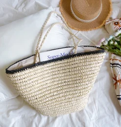 Elena Handbags Summer Straw Basket Summer Tote