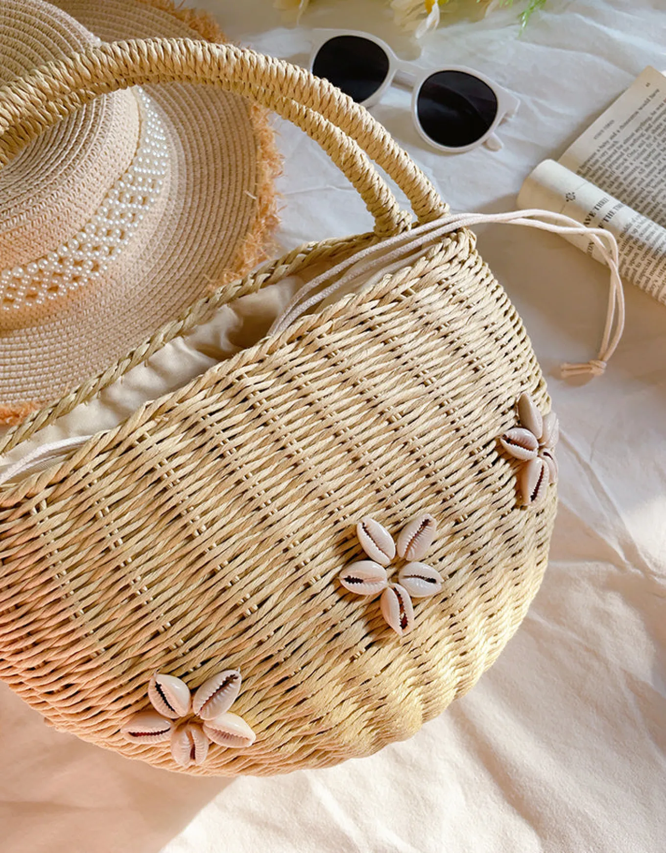 Elena Handbags Summer Straw Basket Bag