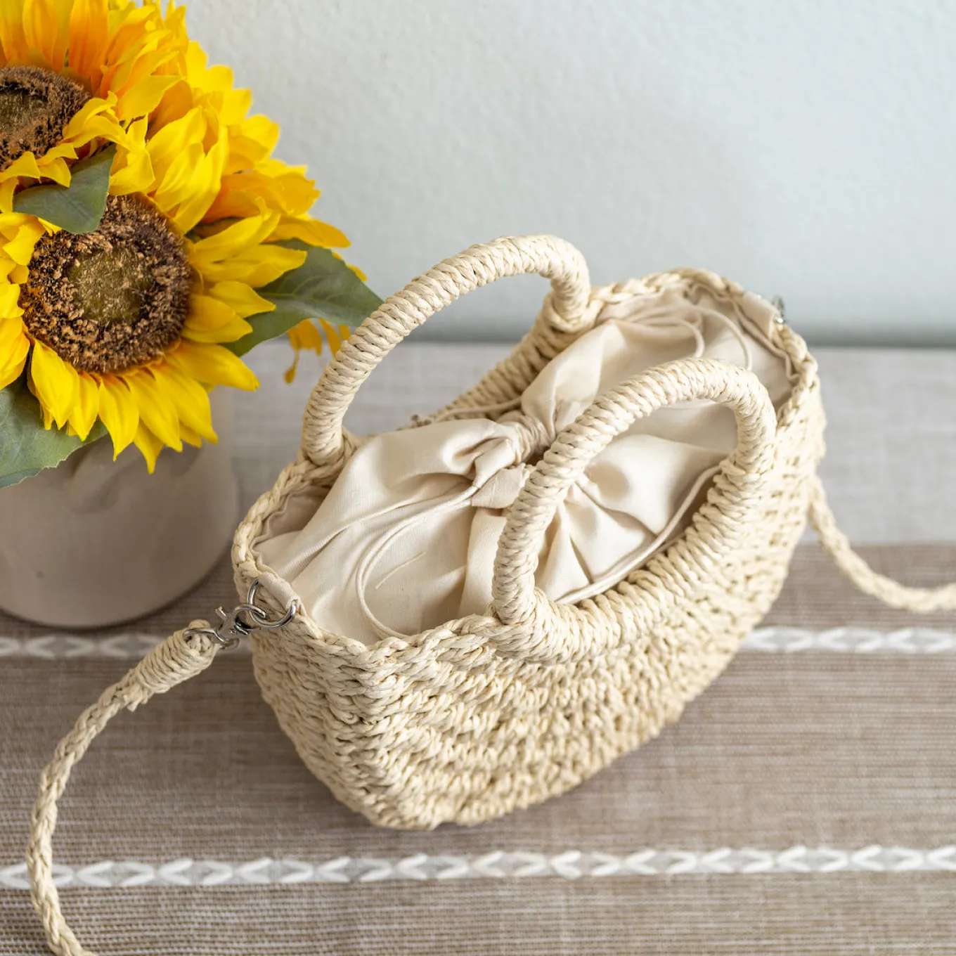 Elena Handbags Summer Straw Basket Bag