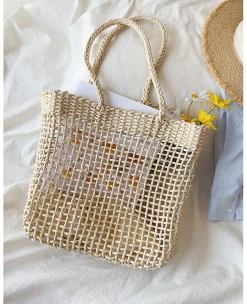 Elena Handbags Summer Straw Beach Basket Tote