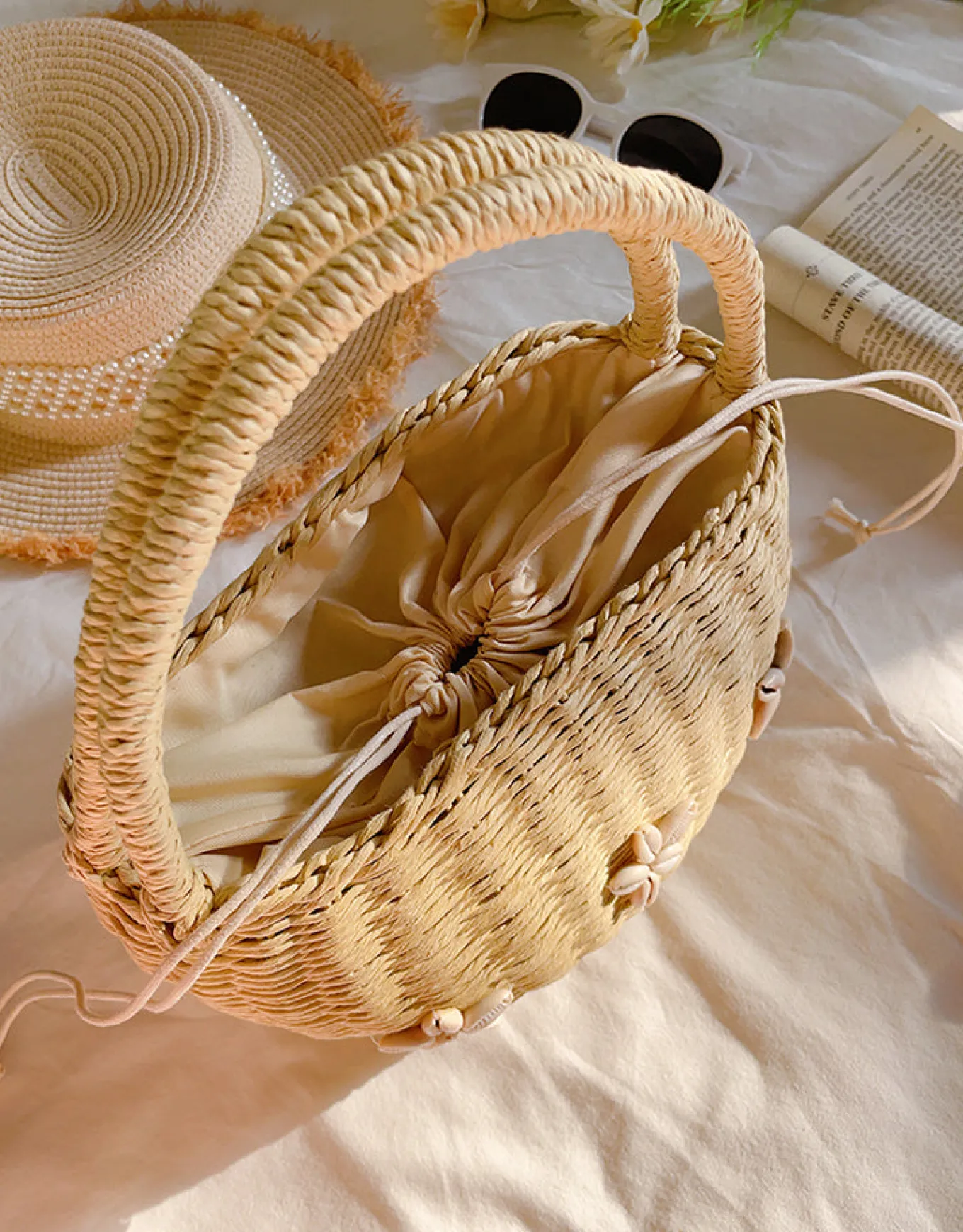 Elena Handbags Summer Straw Basket Bag
