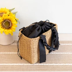 Elena Handbags Summer Straw Beach Basket Handbag