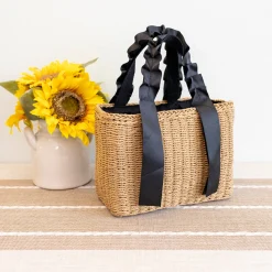 Elena Handbags Summer Straw Beach Basket Handbag