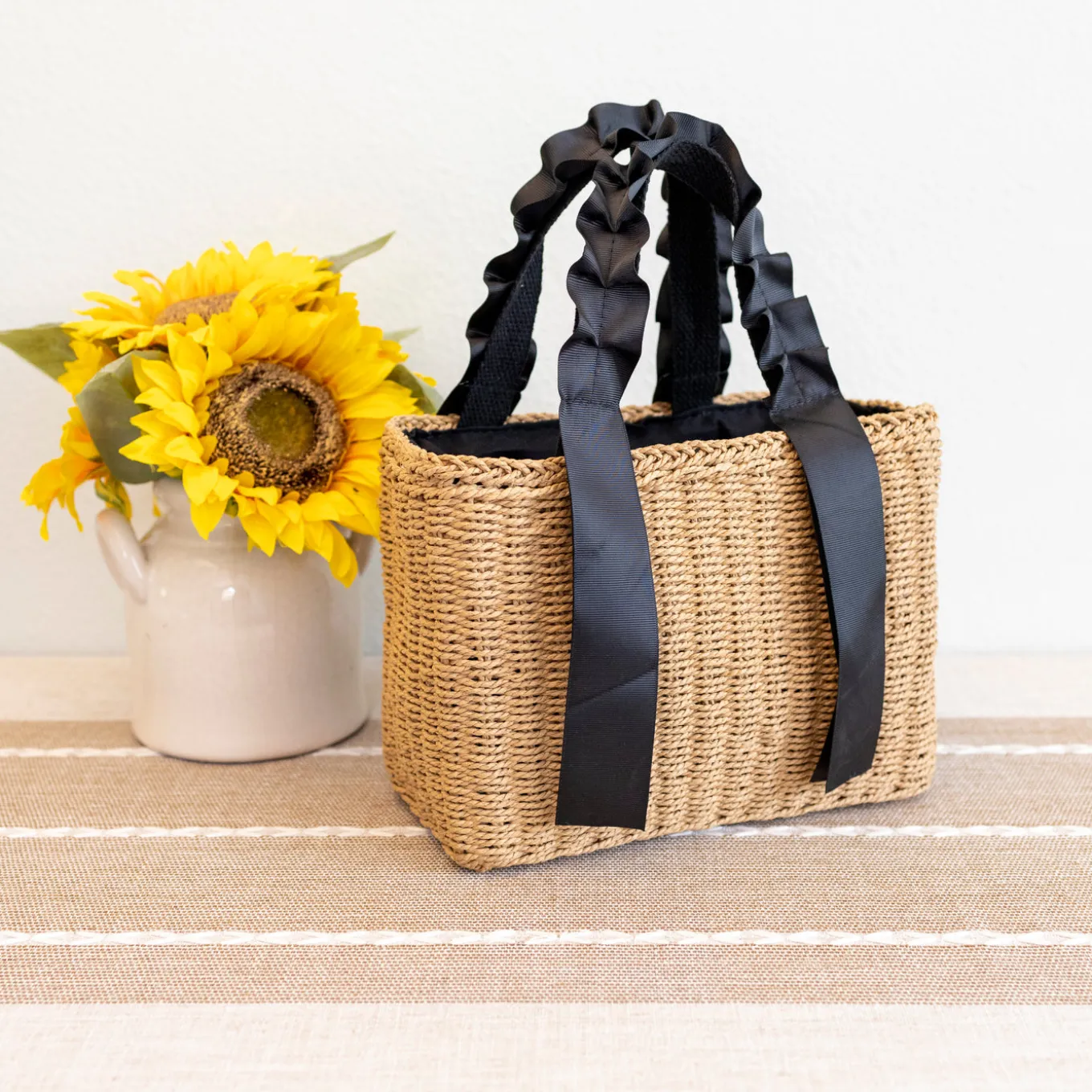 Elena Handbags Summer Straw Beach Basket Handbag