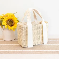 Elena Handbags Summer Straw Beach Basket Handbag