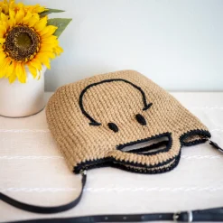 Elena Handbags Twine Woven Smiley Face Bag