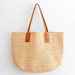 Elena Handbags Women's Large Soft Raffia Woven Summer Straw Tote