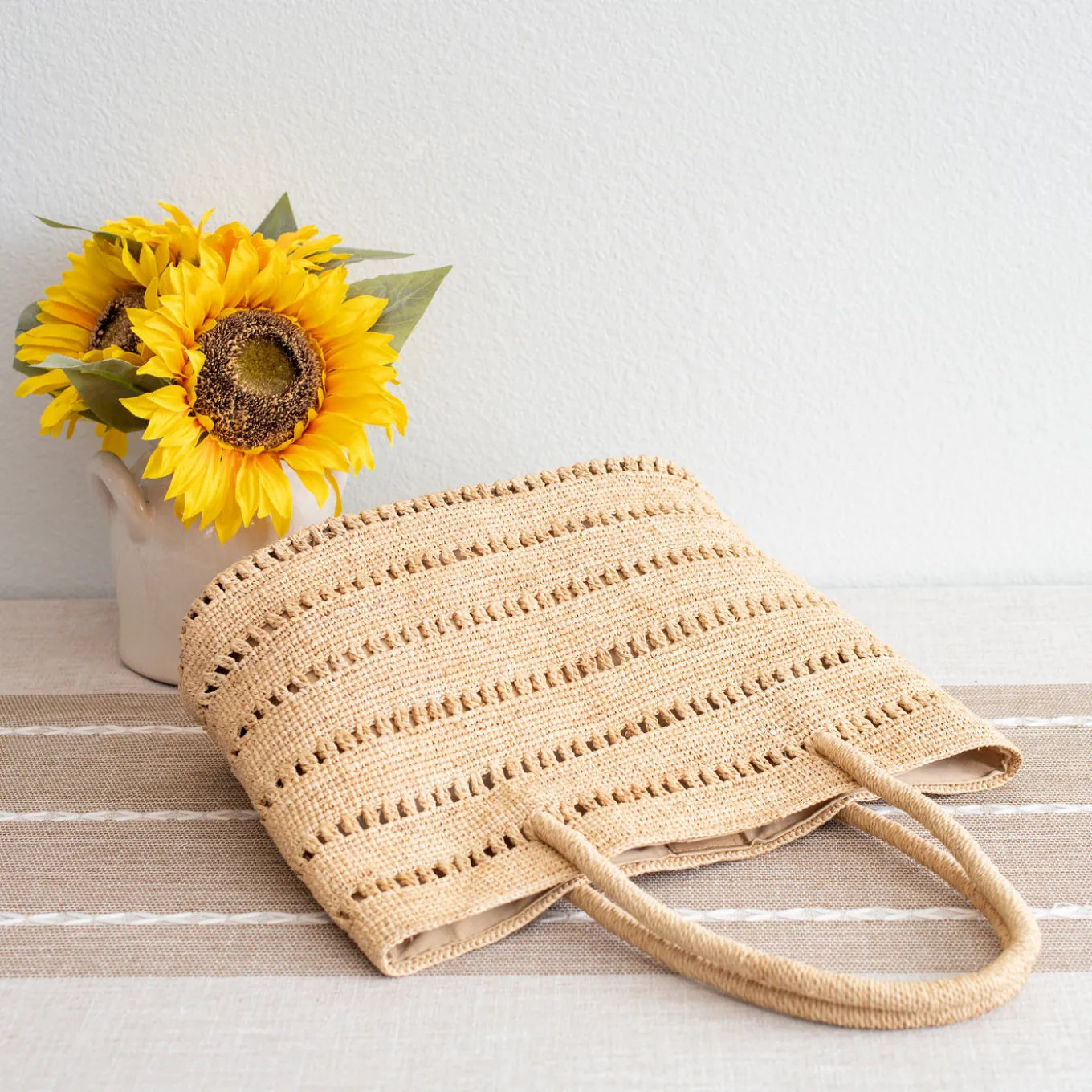 Elena Handbags Women's Large Soft Raffia Woven Summer Straw Tote