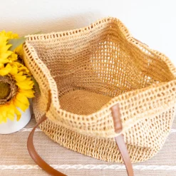 Elena Handbags Women's Large Soft Raffia Woven Summer Straw Tote