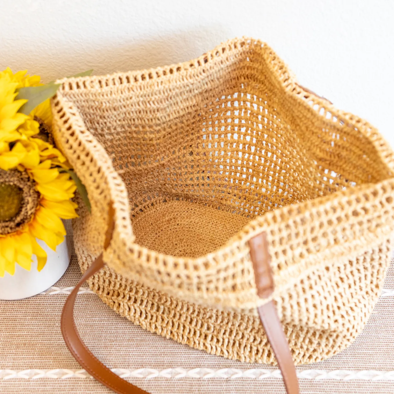 Elena Handbags Women's Large Soft Raffia Woven Summer Straw Tote